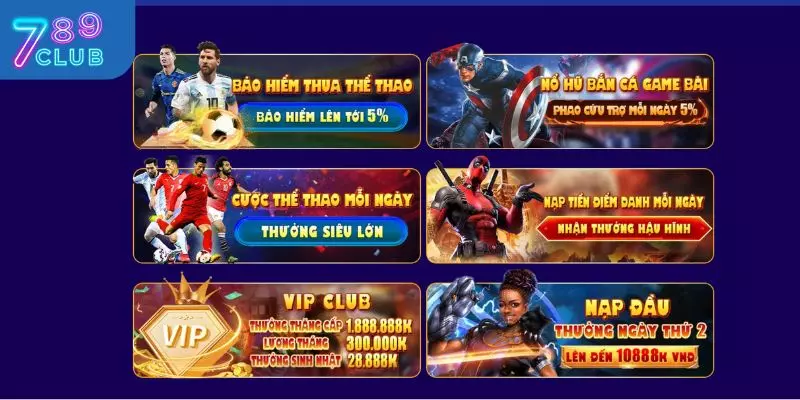 Trang Chủ 789 CLUB 9 Các khuyến mãi khủng tại hệ thống